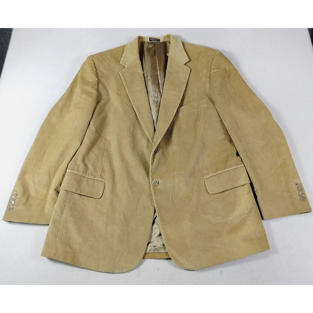 Evan Picone Blazer Mens 46 Beige Corduroy Sport Coat Stretch Office Casual
